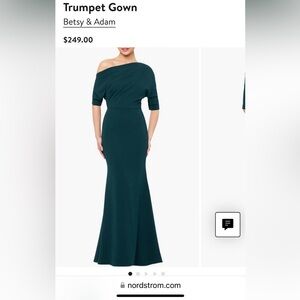 Betsy & Adam One-Shoulder Dark Teal Dress